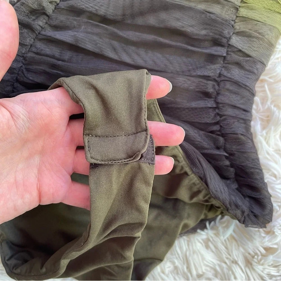 ZARA TULLE CORSET BODYSUIT PLEATED MESH OMBRE NEON GREEN SIDE ZIP SIZE XS - Picture 6 of 10